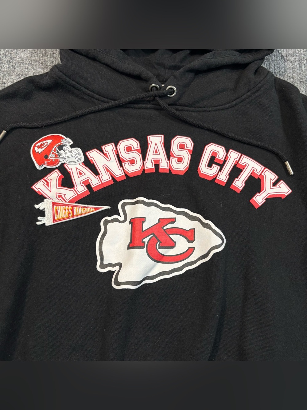 WEAR by Erin Andrews Kansas City Chiefs Cropped Hoodie Womens Small Black NFL - Picture 5 of 15